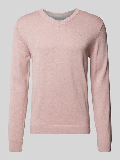 Tom Tailor Regular fit gebreide pullover met V-hals Roze - 2