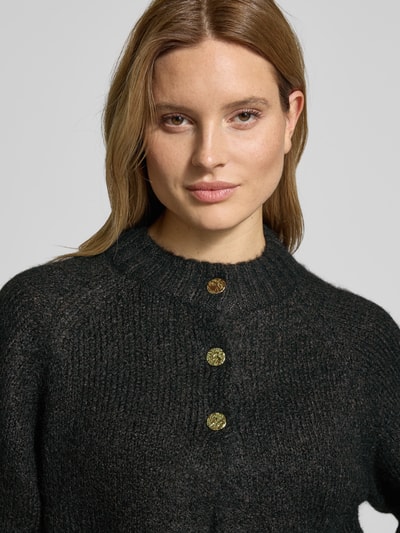 Neo Noir Loose Fit Strickjacke mit Woll-Anteil Modell 'Benutta' Dunkelbraun 3