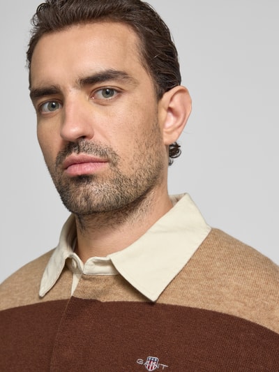 Gant Strickpullover mit Label-Stitching Sand 3