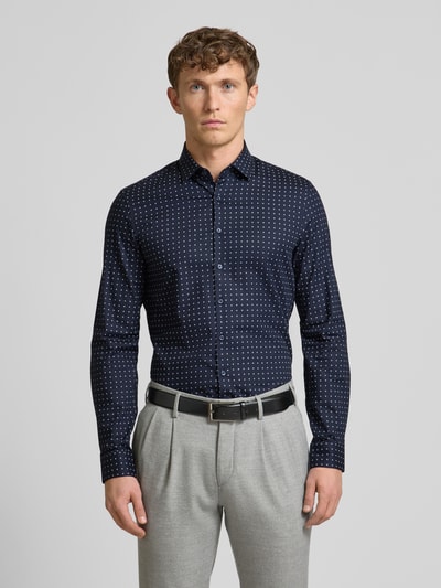 CK Calvin Klein Slim Fit Business-Hemd mit Label-Stitching Marine 4