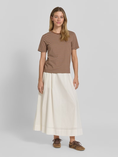 Jake*s Casual regular fit T-shirt van puur katoen Chocoladebruin - 1