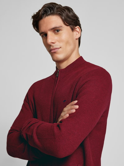 Fynch-Hatton Regular fit gebreid jack met ritssluiting Bordeaux - 3