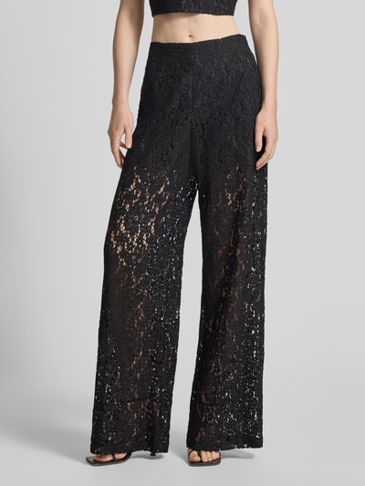 Jake*s Cocktail Spodnie koktajlowe o luźnym kroju z haftem angielskim Czarny 4