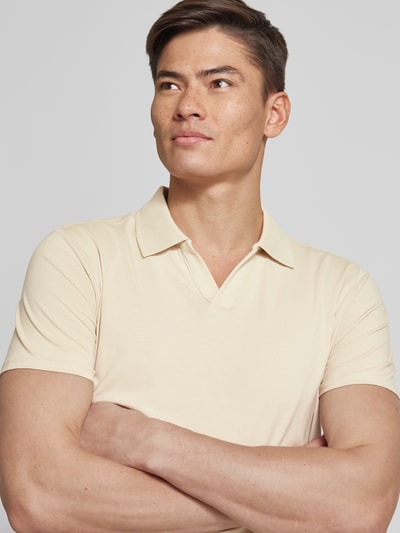 Lindbergh Slim fit poloshirt met platte kraag Offwhite - 3