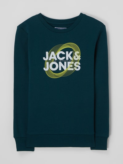 Jack & Jones Sweatshirt van katoenmix, model 'Luca' Smaragdgroen - 1