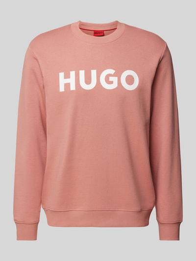 HUGO Sweatshirt mit Label-Print Lachs 1