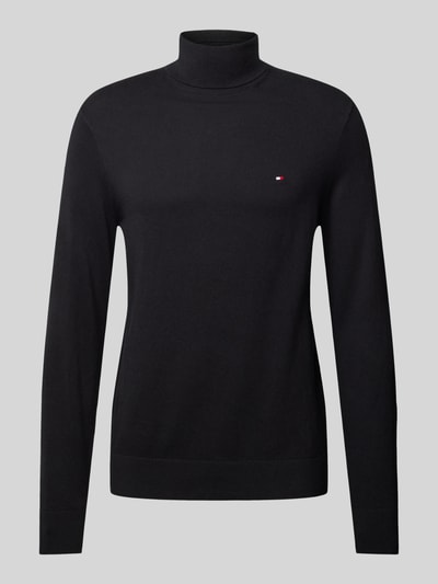 Tommy Hilfiger Rollkragenpullover mit Logo-Stitching Modell 'PIMA' Black 2