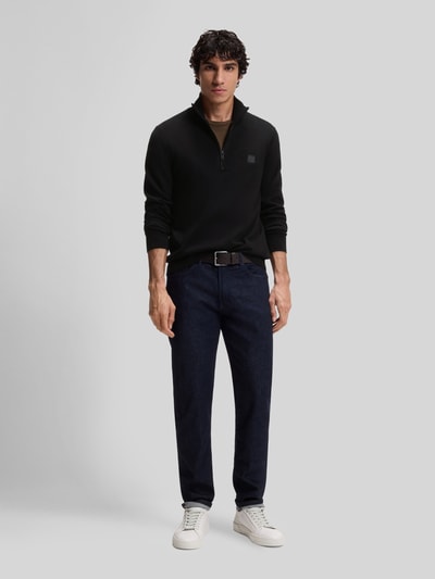 BOSS Orange Regular Fit Troyer aus Baumwoll-Mix mit Kaschmir-Anteil Modell 'Kanobix' Black 1