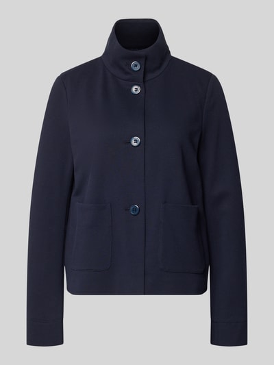 Produktfoto, Regular Fit Jacke mit Stehkragen von WHITE LABEL, mieszanka bawełny, nakładane kieszenie, listwa guzikowa, granatowa faktura