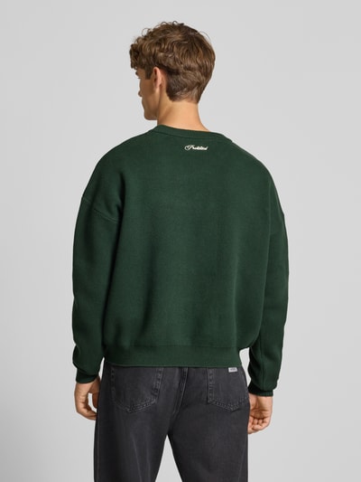 PROHIBITED Oversized Strickpullover mit Label-Print Dunkelgruen 5