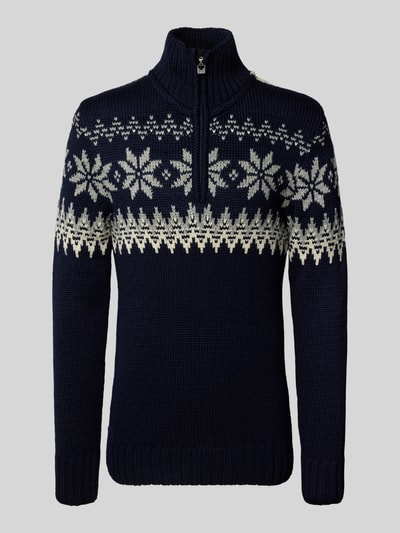 Dale of Norway Noorse trui met schipperskraag van wolmix, model 'Myking' Marineblauw - 2