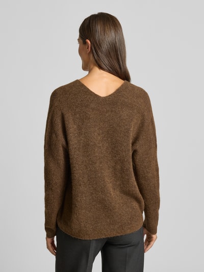 MOS MOSH Oversized gebreide pullover met ribboorden, model 'THORA' Middenbruin - 5