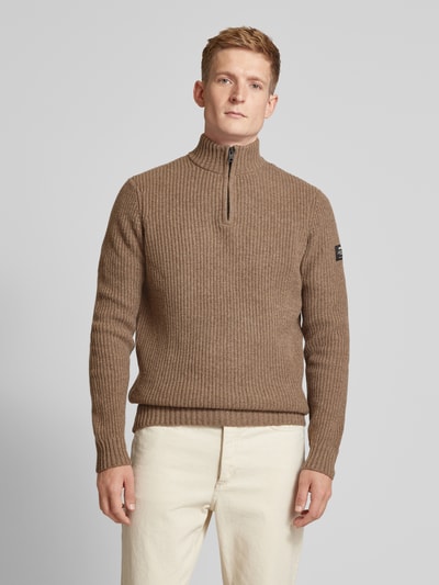 ECOALF Sweter z dzianiny ze stójką model ‘DRAGOALF’ Camel 4