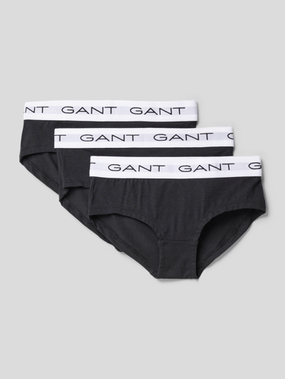 Gant Slip met elastische band met logo in een set van 3 stuks Zwart - 1