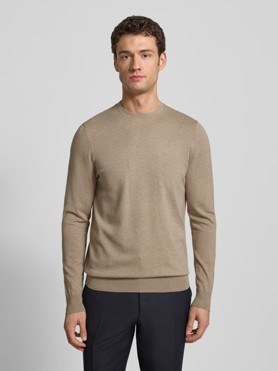 Profuomo Regular Fit Strickpullover mit Seide-Anteil Beige 4