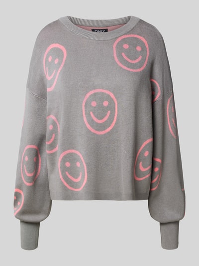 Only Regular Fit Strickpullover aus Viskose-Mix Modell 'MONTANA' Hellgrau Melange 2