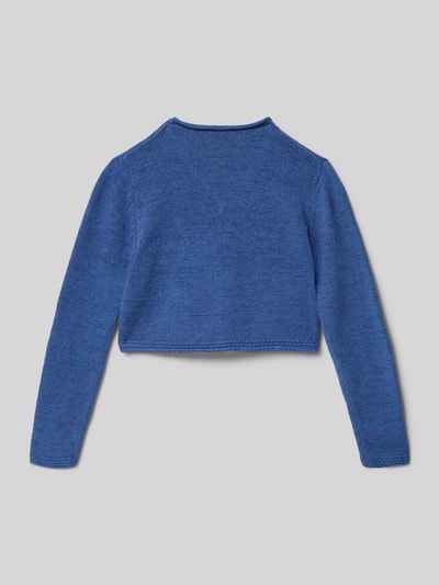Produktfoto, Regular Fit Jacke in Strick-Optik von Mayoral in Blau, Material-Mix mit Baumwoll-Anteil, Knopfverschluss, V-Ausschnitt, Rückansicht