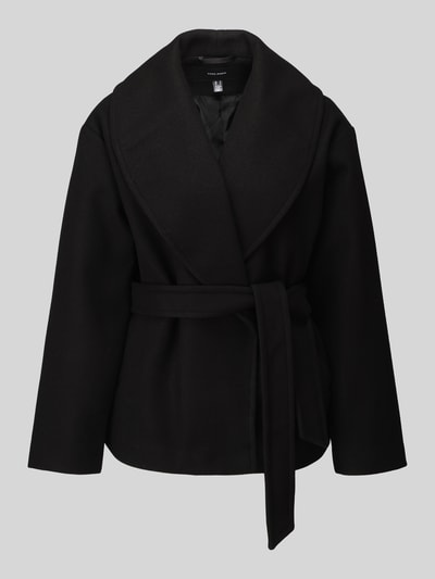 VERO MODA kurtka z pluszu/ze sztucznego futra z wiązanym paskiem, krój regular fit model 'ANNE' Czarny 2