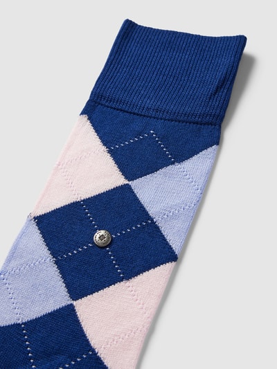 Burlington Sokken met ruitmotief, model 'MANCHESTER' Donkerblauw - 2