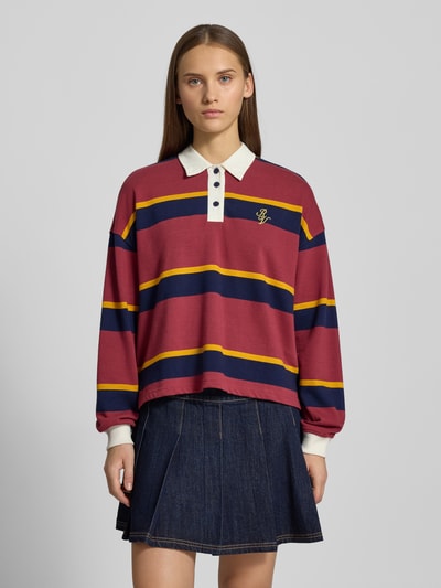 Review Bluza o kroju oversized z kołnierzykiem polo Bordowy 4