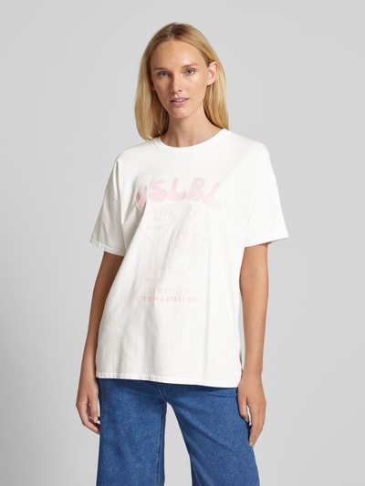 VILLA SOPHIE T-shirt met labelprint, model 'ESSENTIALS' Offwhite - 4