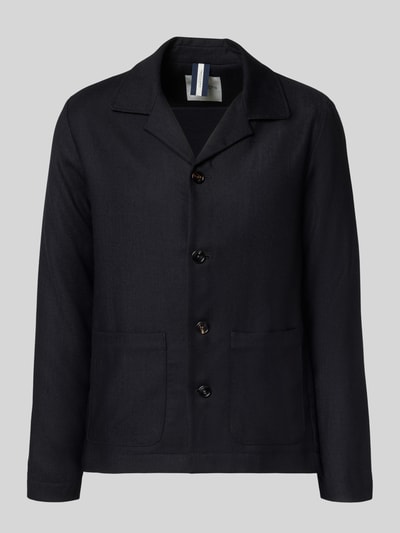 Produktfoto, Regular Fit Hemdjacke aus Schurwolle mit Reverskragen von Profuomo, krój regular fit, czysta żywa wełna, listwa guzikowa, nakładane kieszenie, długość tyłu w rozmiarze M: 74 cm