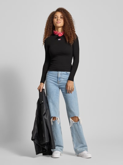 Tommy Jeans Slim fit shirt met lange mouwen van katoenmix Zwart - 1