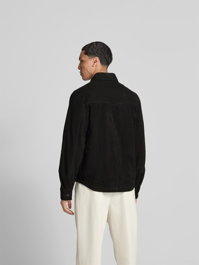 Officine Générale Hemdjacke aus echtem Leder Black 5