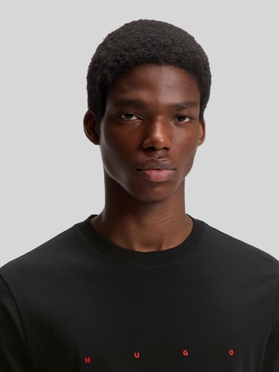 HUGO męski t-shirt o kroju regular fit z czystej bawełny Czarny 3