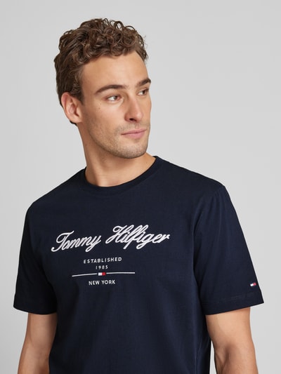 Tommy Hilfiger T-shirt met labelstitching Marineblauw - 3