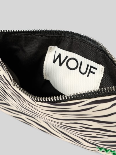 Produktfoto, Pouch mit Allover-Animal-Print Modell 'Hit' von WOUF mit Hauptfach, Reißverschluss und Logo-Applikation, Stofftextur, creme-schwarz