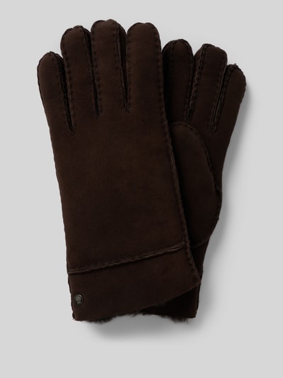 Roeckl Handschoenen van echt zijden lamsvacht, model 'BERGEN' Donkerbruin - 1