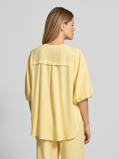 FREE/QUENT Bluse aus Leinen-Mix mit verlängertem Rücken Modell 'Lava' GELB 5