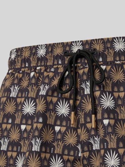 BOSS regular fit zwembroek met all-over motief model 'CALA' Middenbruin - 2