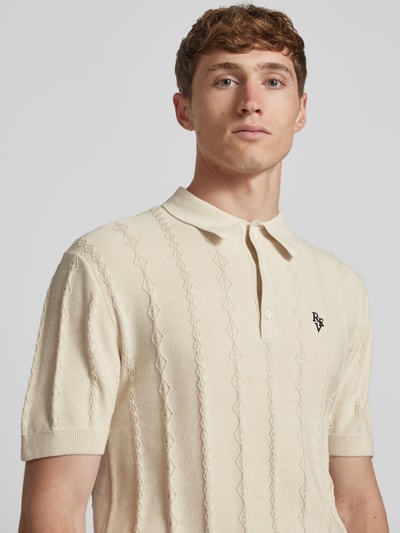 REVIEW Regular fit poloshirt met labelstitching Ecru - 3