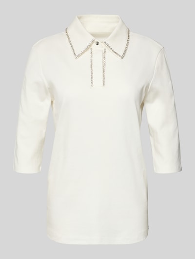 Marc Cain Blouseshirt met platte kraag en siersteentjes Offwhite - 2
