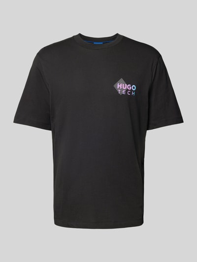 Hugo Blue T-Shirt mit Label-Print Modell 'Nepory' Black 2