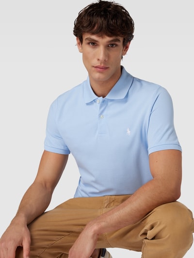 Polo Ralph Lauren Tailored fit poloshirt met labelstitching Lichtblauw - 3