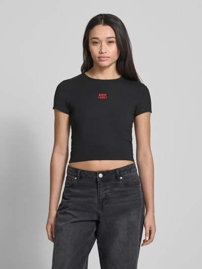 Review T-Shirt mit Label-Stitching Black 4