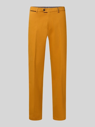 Produktfoto, orangefarbene Regular Fit Chino aus Baumwoll-Mix Modell 'PEAKER' von Hiltl, glatte Oberfläche, Herren Weite Hose