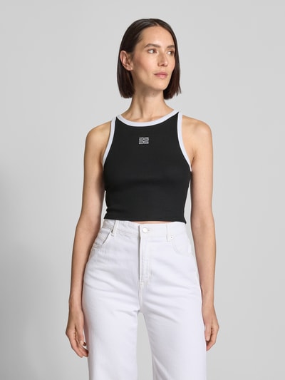 Gestuz Korte top met labelstitching, model 'drew' Zwart - 4