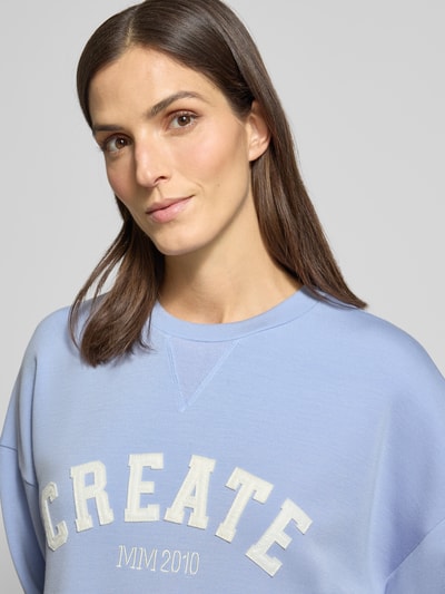 MOS MOSH Sweatshirt van viscosemix met ronde hals, model 'CELLI' Lichtblauw - 3