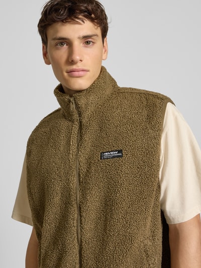 REVIEW Fleecegilet met opstaande kraag en steekzakken Kaki - 3