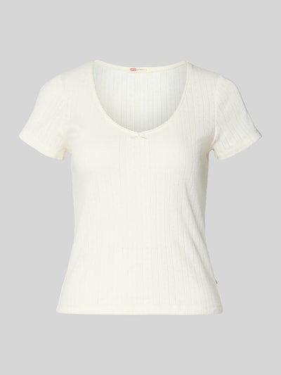 Produktfoto, Slim Fit T-Shirt aus reiner Baumwolle Modell 'SWEETIE' von Levi's®, Damen T-Shirt, cremefarben, feine Rippenstruktur, kurze Ärmel
