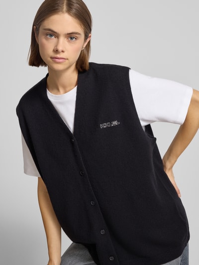 Karo Kauer Kamizelka o kroju oversized z dzianiny z mieszanki wełny z dekoltem w serek Czarny 3