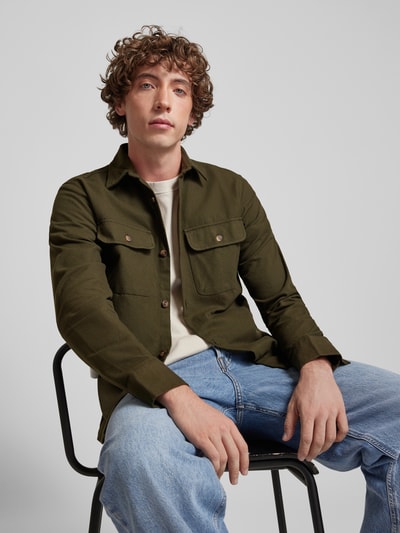 Jack & Jones Koszula casualowa o kroju slim fit z kieszeniami z patką na piersi model ‘DARREN’ Ciemnozielony 3