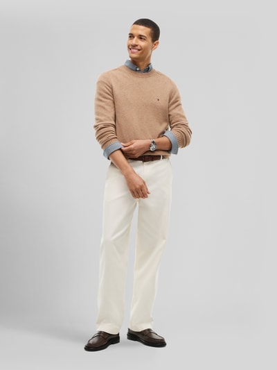 Tommy Hilfiger Regular Fit Pullover aus Lammwoll-Mix Camel 1