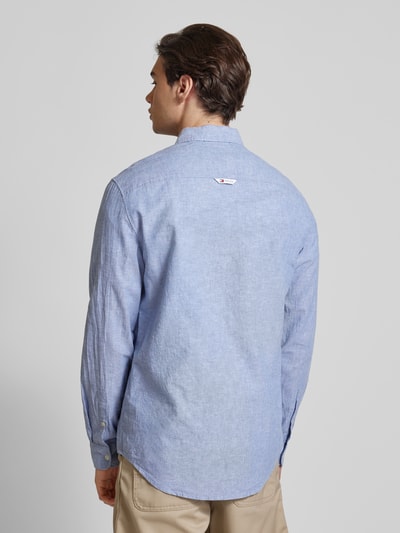 Tommy Jeans Freizeithemd aus Baumwoll-Leinen-Mix mit Label-Stitching Blau 5
