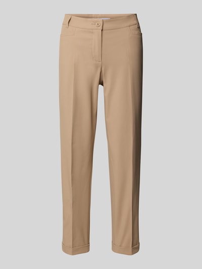 Produktfoto, beige Chino aus Techno Cotton Superstretch Modell 'UTE' von Raffaello Rossi, gerade Passform, Bügelfalten, verkürztes Bein, Baumwoll-Anteil