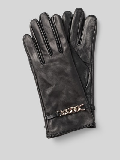 FI.NE Handschuhe mit Label-Detail Black 1